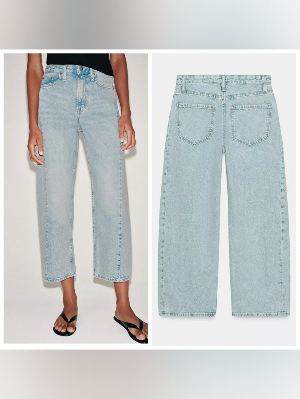 NWT ZARA Collection Mid-Rise Relaxed Ankle Jeans Women's 8 Light Blue Washed NEW - Picture 4 of 10